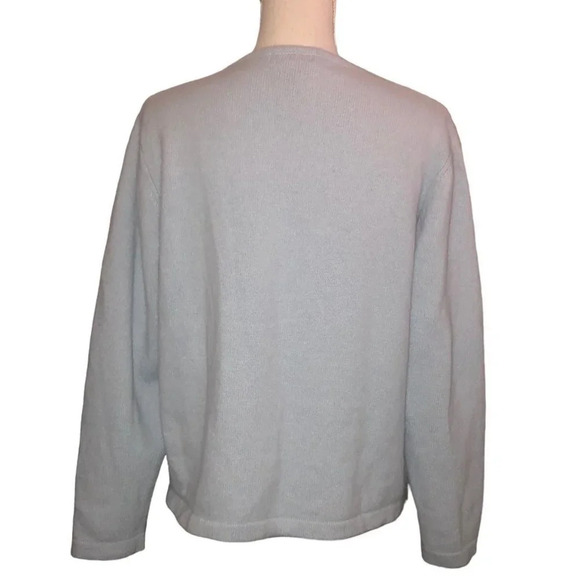 ORVIS Sz XL Women's Baby Blue Lambswool & Angora Long Sleeve Decorative Sweater - Picture 6 of 6